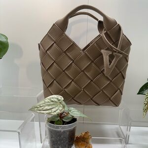 Chic Taupe Woven Tote Bag